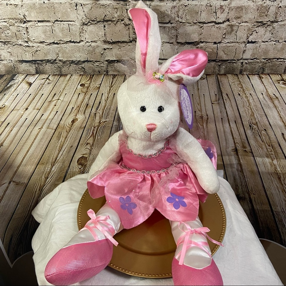 Ballerina ballet easter bunny nwt 2006 sugarloaf pink white rabbit girl